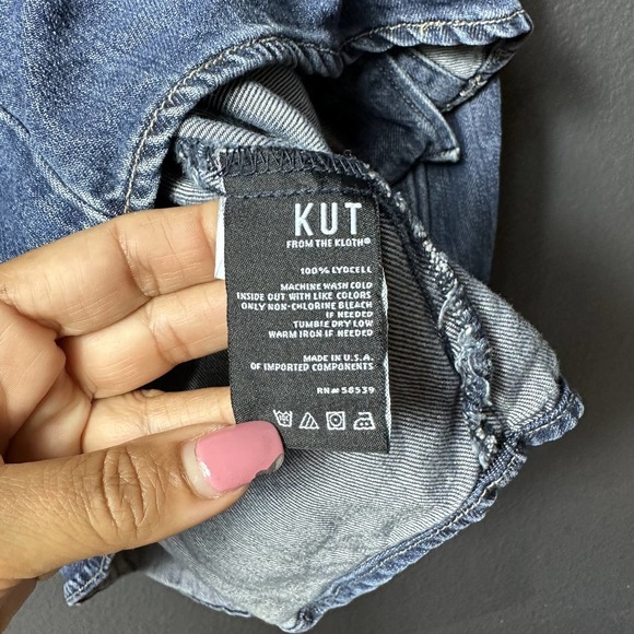 KUT From The Kloth Women's Button-Down Blue Denim Long Sleeve Shirt Size Medium - Picture 5 of 10